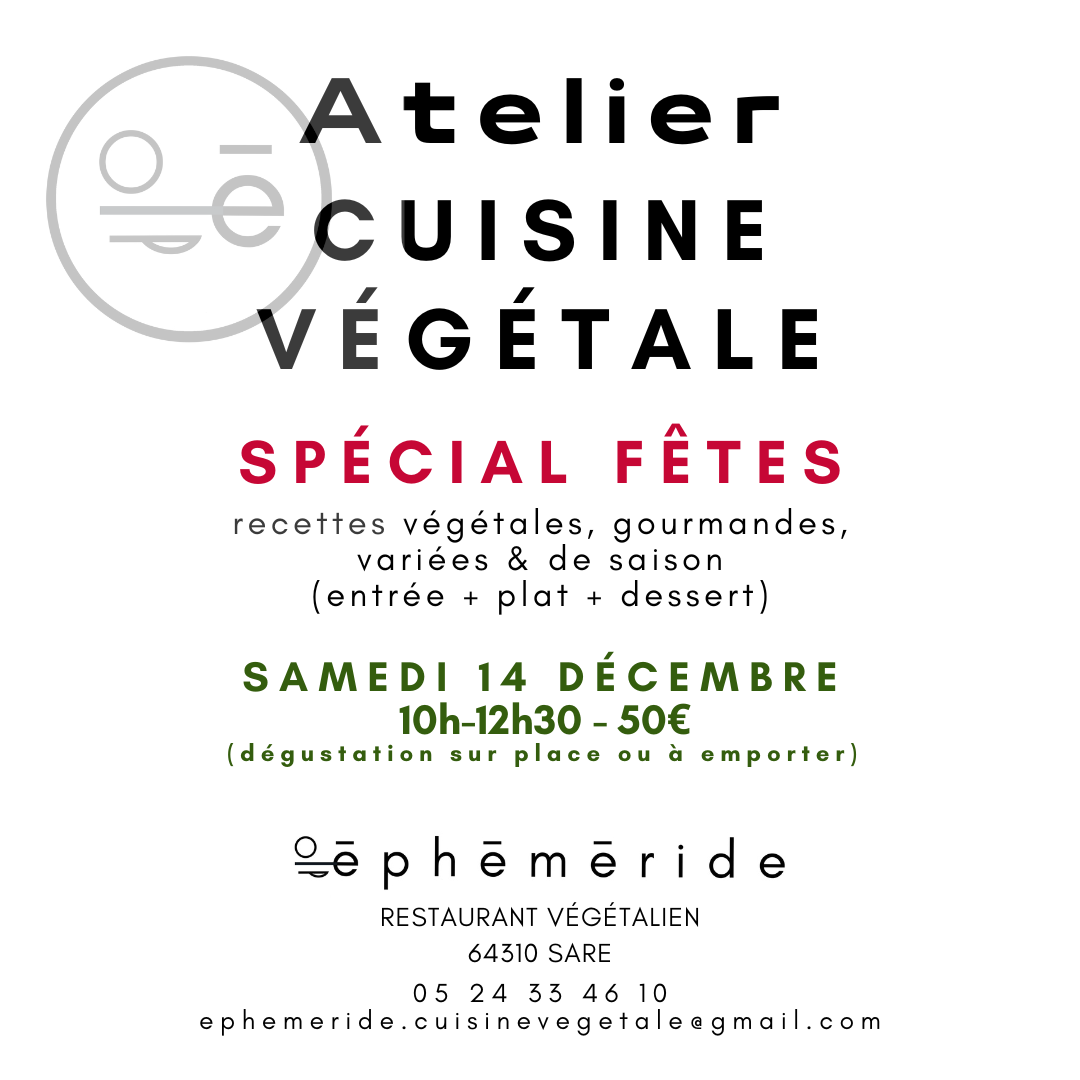 Atelier de cuisine végétale Spécial fêtes