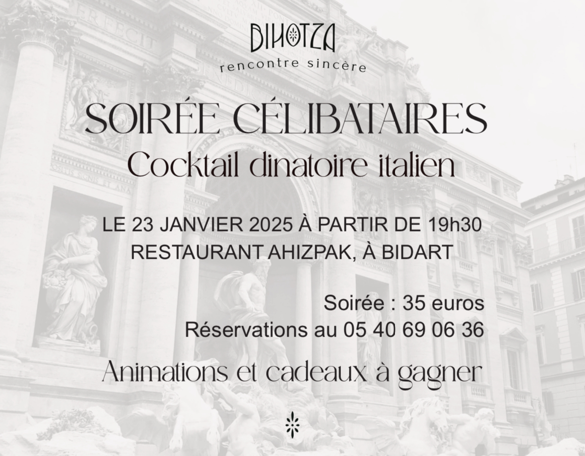 Soirée célibataires - Cocktail dinatoire italien