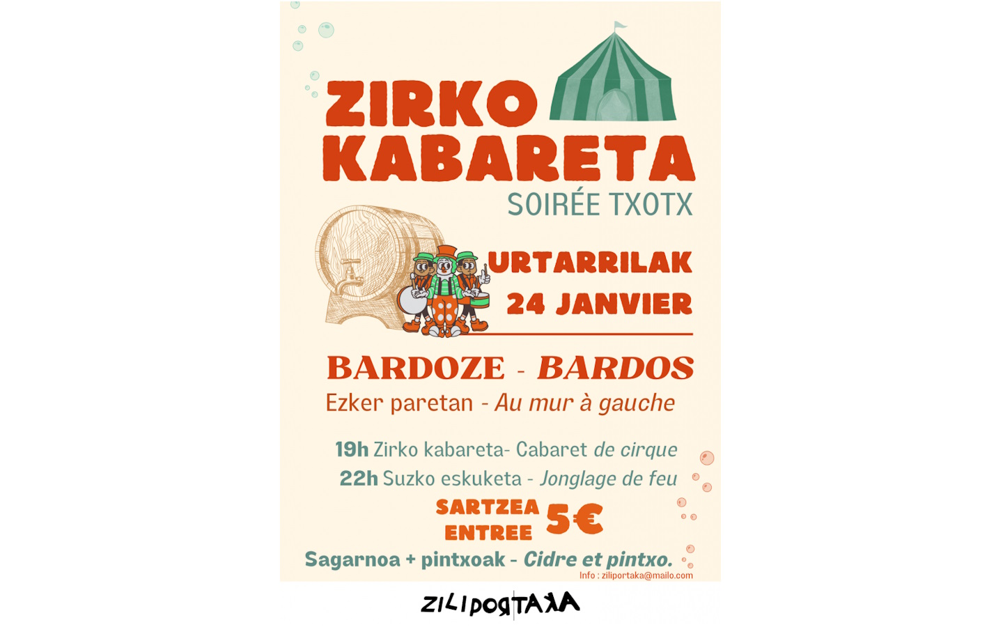 Zirko kabareta, soirée txotx