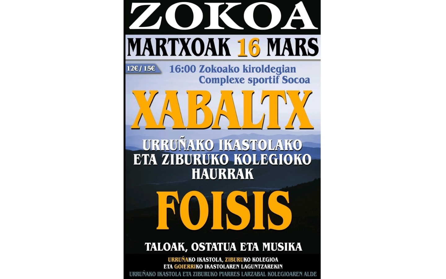 Concert avec Xabaltx et Foisis Taldea