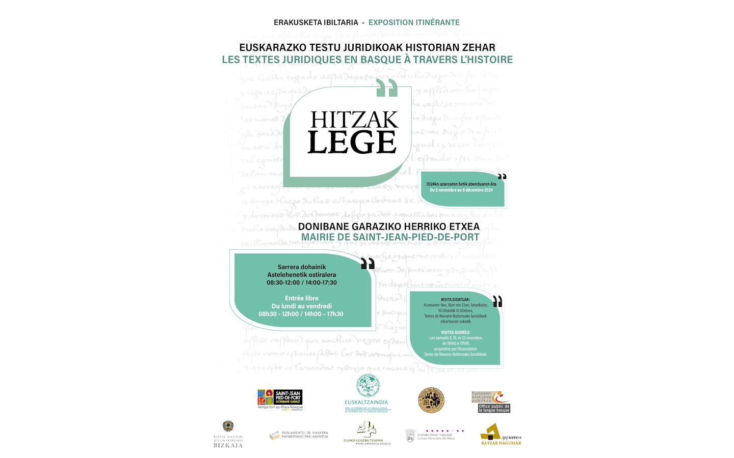 Exposition : Hitzak Lege : textes juridiques e ...