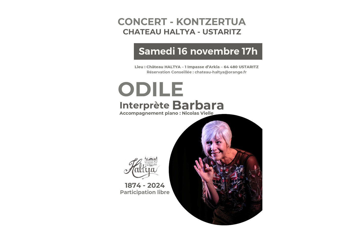 Concert au Château Haltya : "Odile interprète  ...