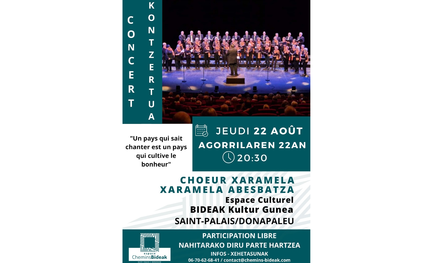 Concert du choeur mixte basque : Xaramela