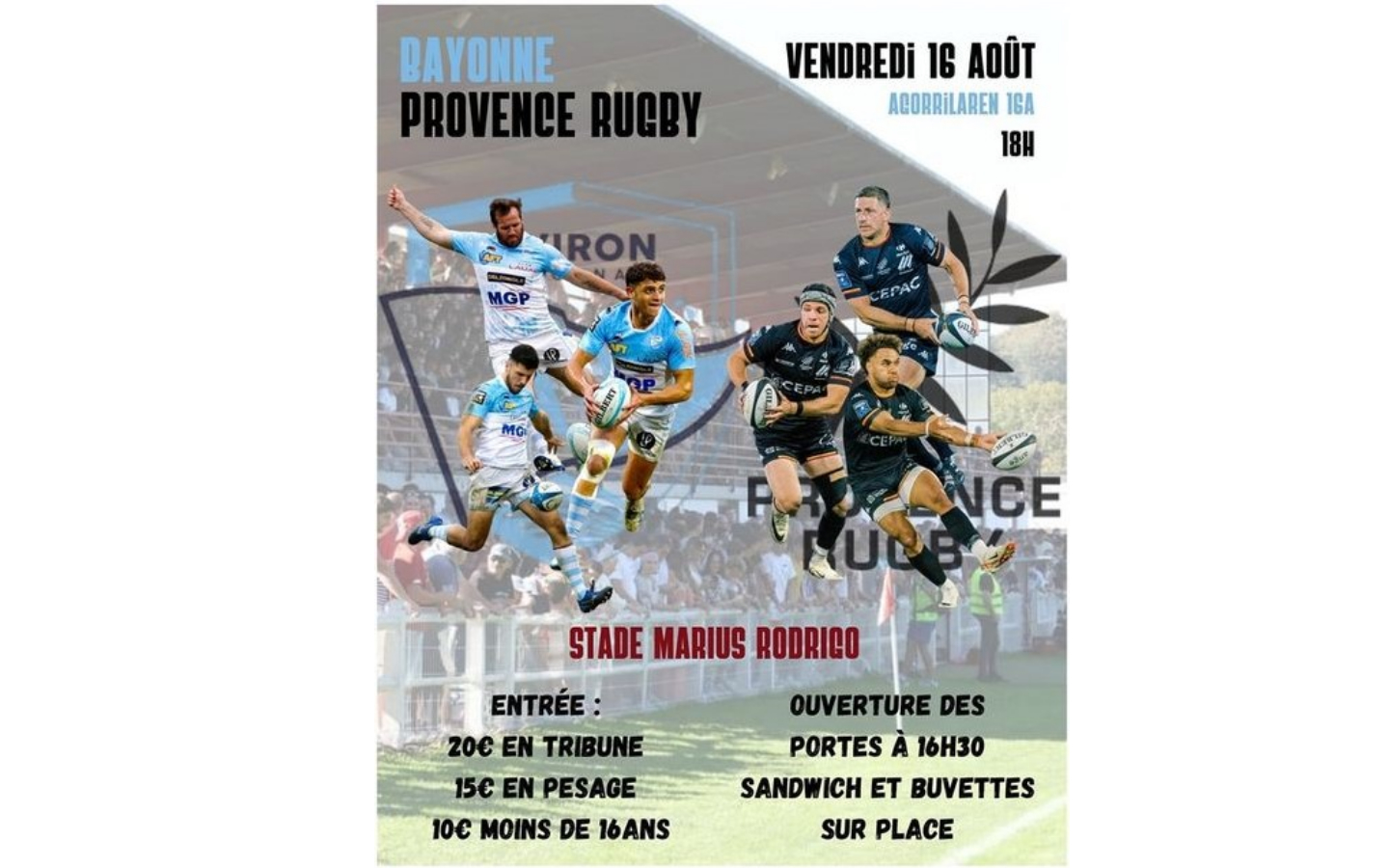 Match amical Aviron bayonnais vs Provence rugby