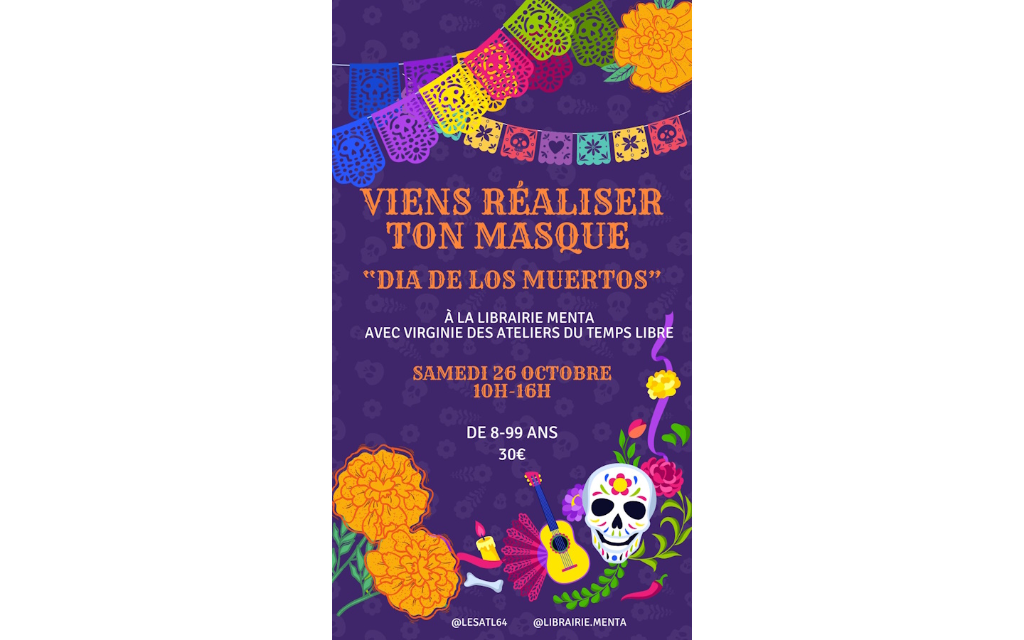 Viens réaliser ton masque "Dia de los muertos"